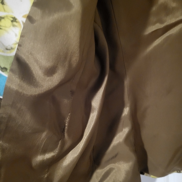 Peck & Peck Collection Womens Open Front Jacket Green Hawaiian Floral Silk - Picture 3 of 6